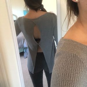 Grey comfy sweater with open back